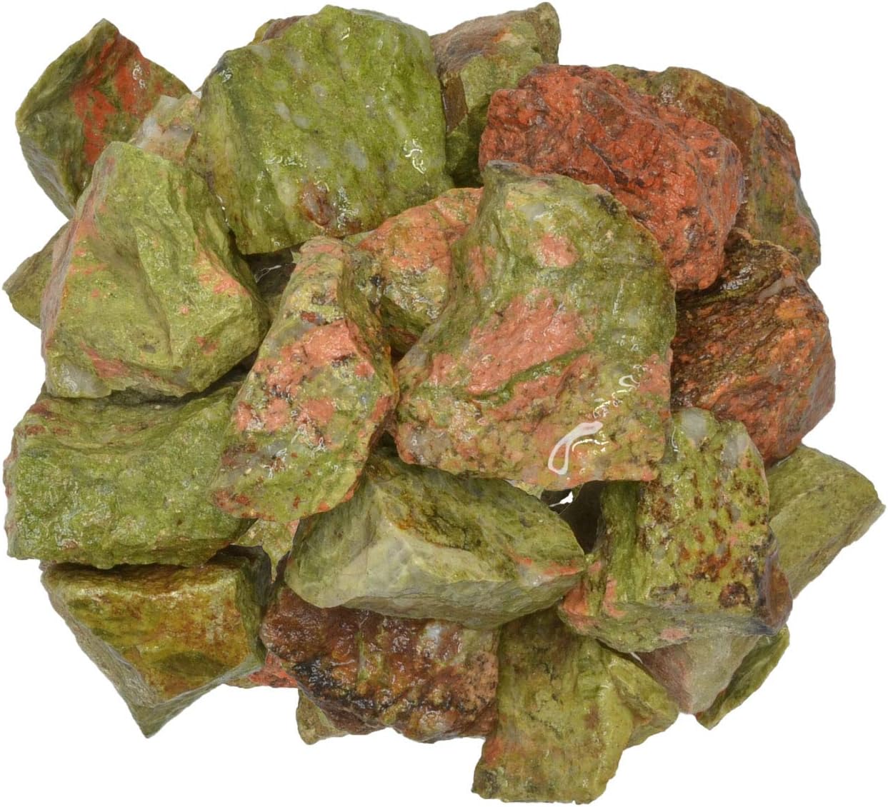 Hypnotic Gems: 18 lb of Rough Unakite Stones from India - Natural Rocks for Tumbling, Home Décor, Wire Wrapping, Cutting, Lapidary, Reiki, Energy Crystal Healing and More!