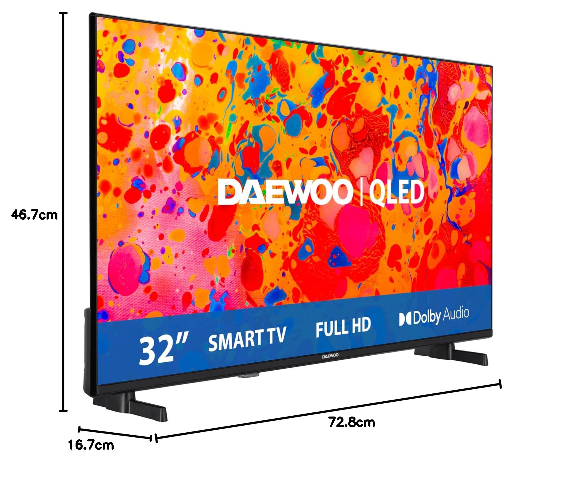 Daewoo 32DM65QV Smart TV 32-calowy QLED Full HD (HDR10, 1920 x 1080, bezramowy, Dolby Audio) Range 2025