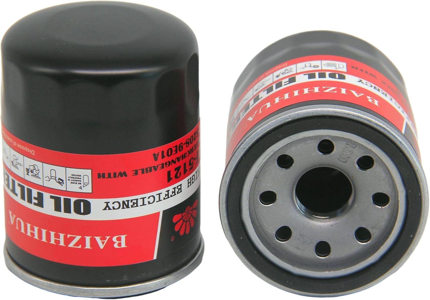 4-PACK BAIZHIHUA LF-5121 Engine Premium Oil Filter Replaces 15208-9E01A, 15208-65F0E, SO-1010, PBL14610, KN-148 Compatible with NISSAN/INFINITI/ACURA/HONDA/MITSUBISHI Vehicle Models
