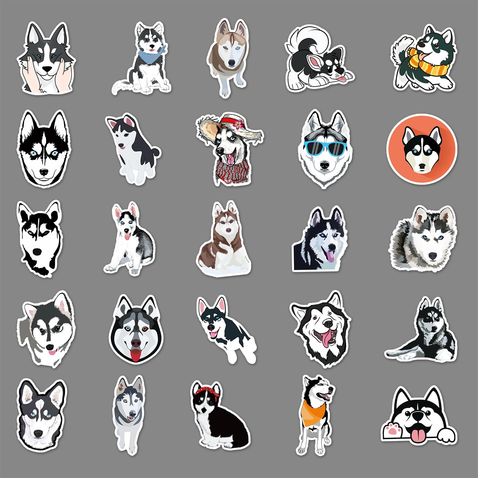 LYunMu Husky Lot de 50 autocollants animaux Husky mignons pour voiture, ordinateur portable, skateboard, vélo, cyclomoteur, moto, vélo, ordinateur, convient aux adultes et enfants LYunMu Husky Lot de 50 autocollants animaux Husky mignons pour voiture, ordinateur portable, skateboard, vélo, cyclomoteur, moto, vélo, ordinateur, convient aux adultes et enfants