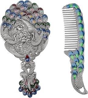 Beatifufu 1 Set Vanity Decor Outdoor Mirror Peacock Gifts Retro Cosmetic Mirror Makeup Mirror with Lights Dresser Bronze Mirror Vanity Mirror Metal Mirror Durable Makeup Mirror Decorate Comb