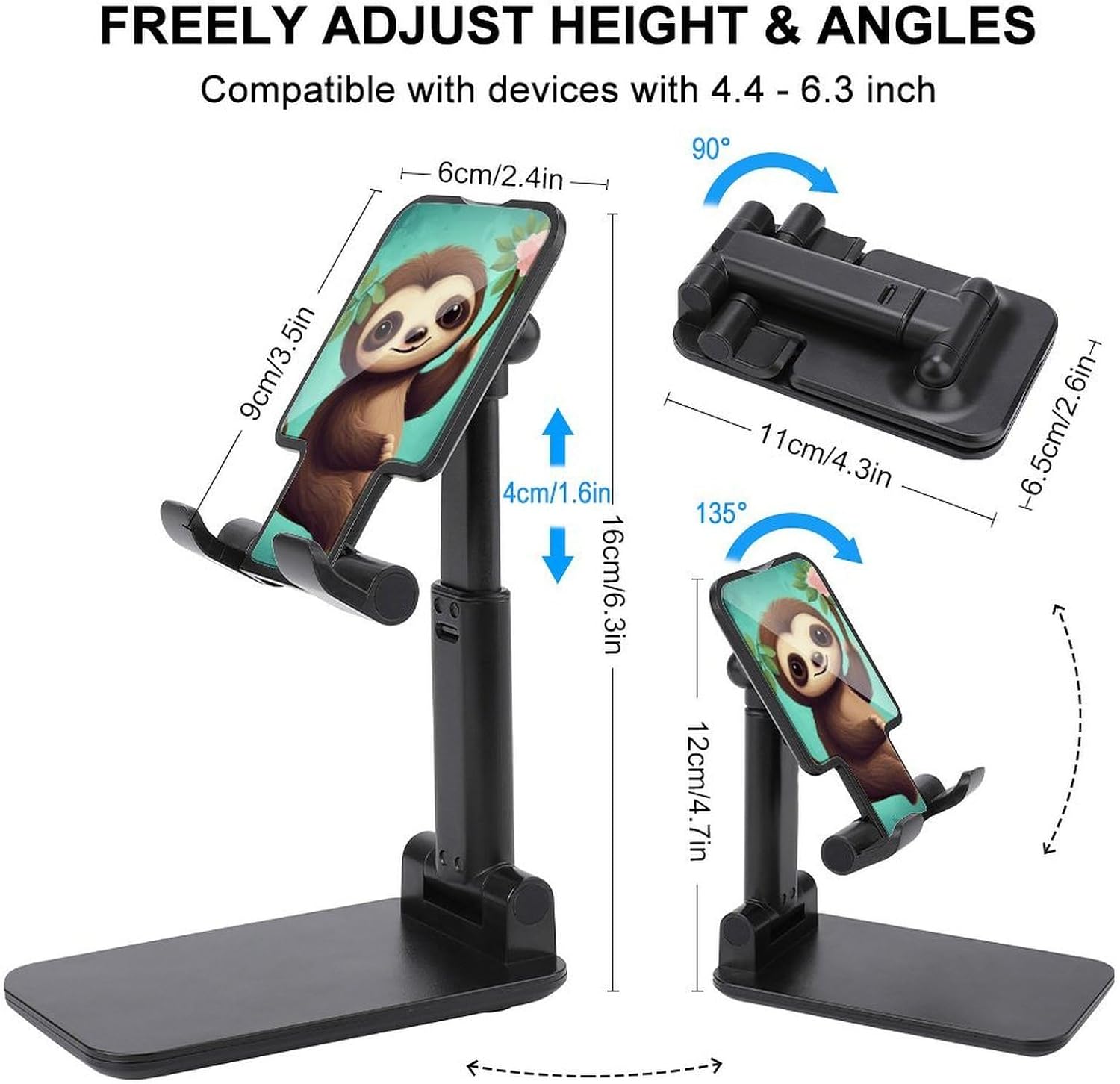 Cute Sloth Foldable Cell Phone Stand, Anti-Slip Phone Holder image 2