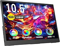 Monitor portátil de 10,5 polegadas, 1920 x 1280p, FHD ultrafino, mini monitor 3: 2.500nits, 2000:1, com suporte ajustável de 45°, monitor de computador HDMI USB-C padrão para laptop, PC, telefone, Mac