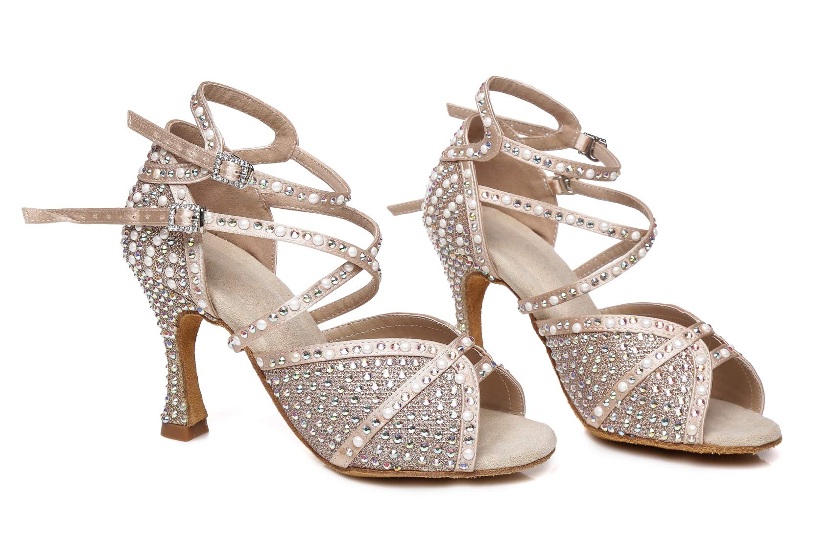 Zapatos Baile Mujer Latino Boda Fiesta Vestir Sandalias con Cuentas L388