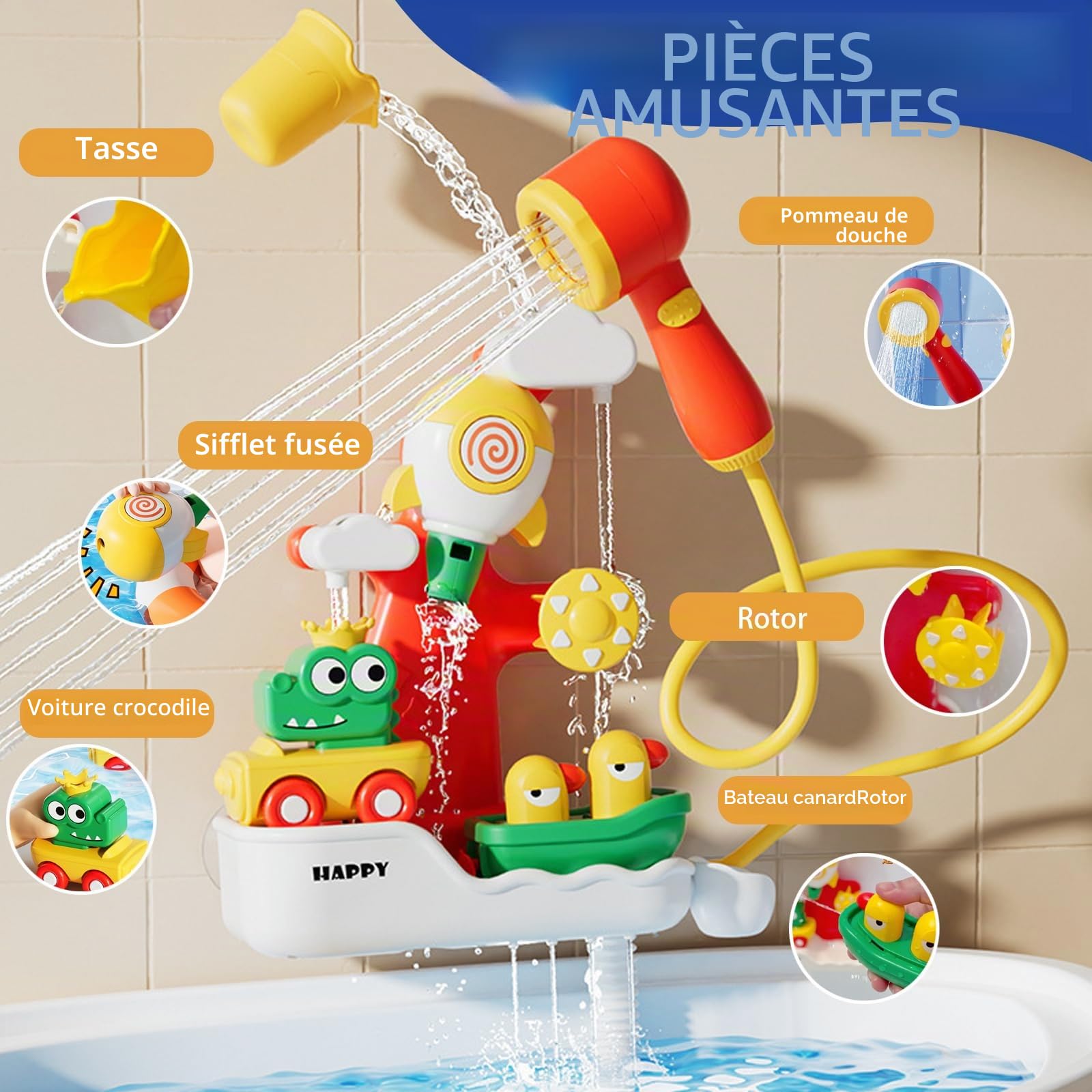LUKIUP Jouet Bain Cascade Interactif Conception Fusée