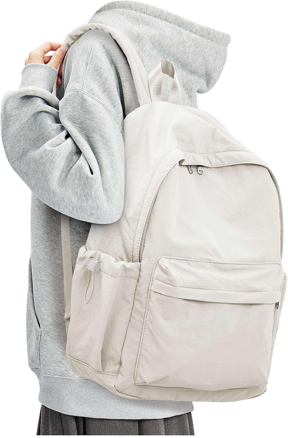 BJLFS White Backpack for School Women Girls, Waterproof Bookbag Cute High School Back pack for Men Teen Boys, Lightweight Travel College Backpack Mochilas Escolares para Casual Daypack Rucksack