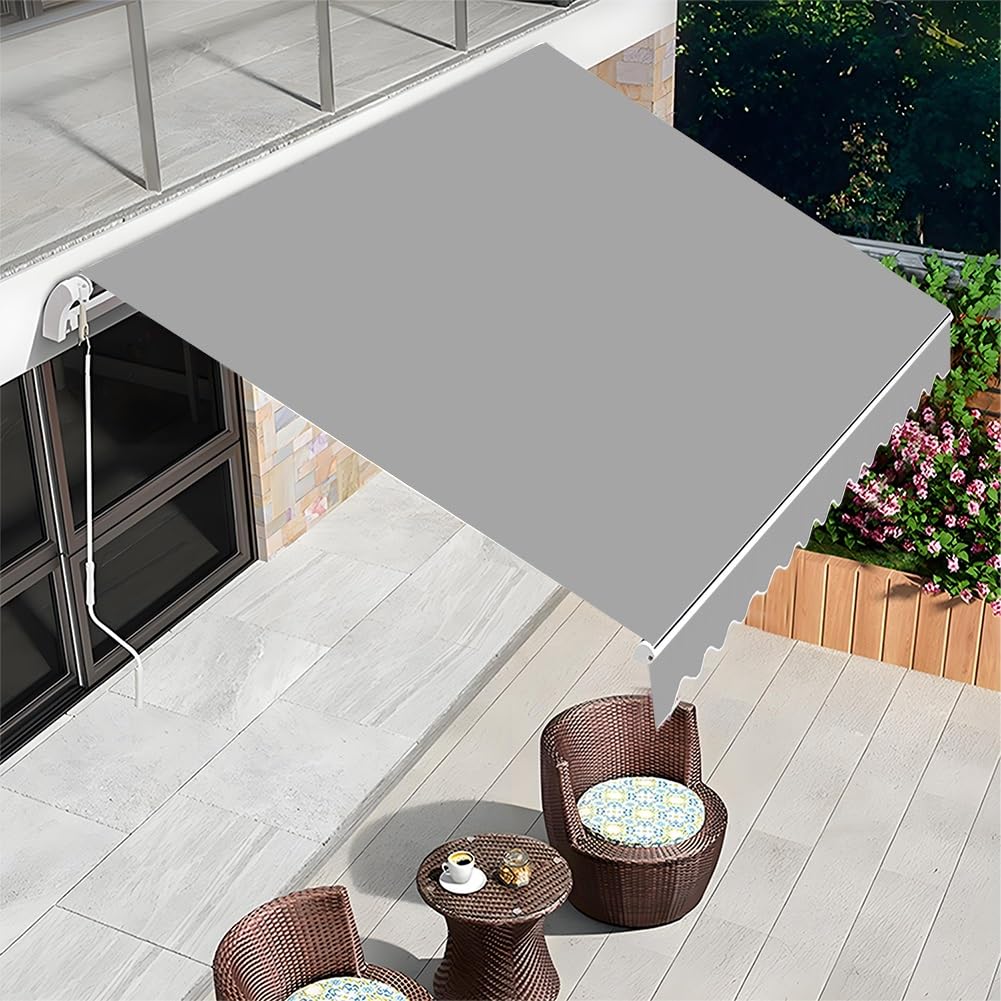 Genérico Tela De Repuesto para Toldo Exterior Toldo De Lona Balcón De Poliéster, Sin Estructura Techo De Repuesto Retráctil Manual Tela De Toldo para Terraza Jardín Ventanas(Gris)
