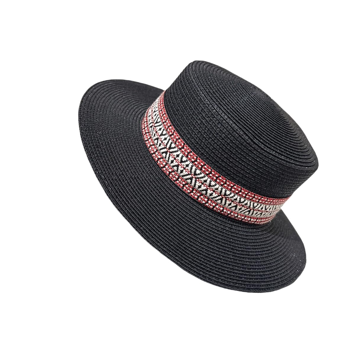 Sombrero de Paja Ajustable de Estilo Bohemio para Mujer,de Verano,con Parte Superior Plana,Transpirable,de ala Ancha,Ideal para Playa,Exteriores,Vacaciones y Viajes