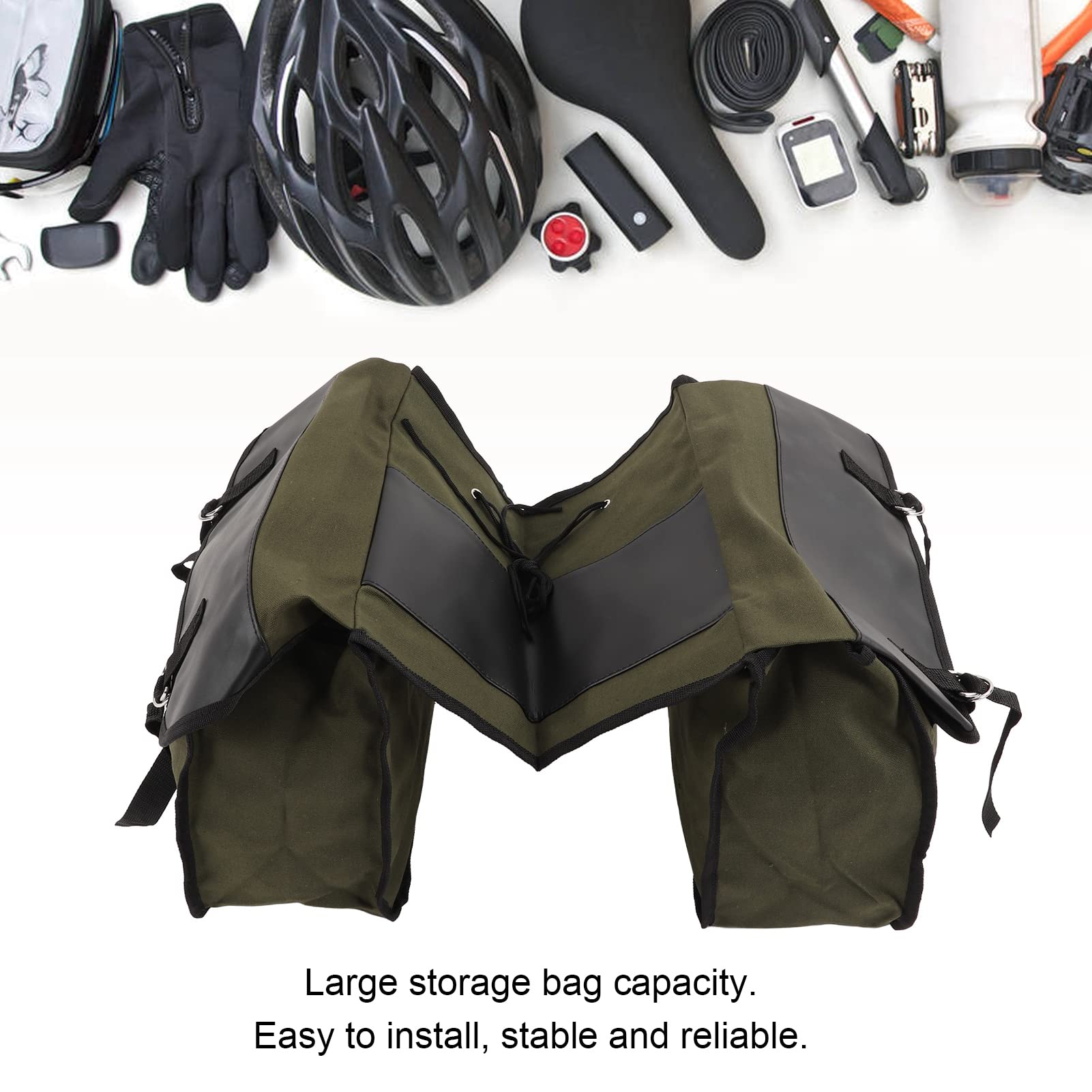 Sacoche de vélo arrière portable de grande capacité imperméable en toile pour vélo de montagne (vert kaki Sacoche de vélo arrière portable de grande capacité imperméable en toile pour vélo de montagne (vert kaki