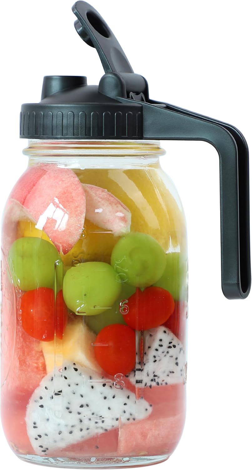 Mason Jar Pitcher With Lid And Spout 32 Oz Regular Mouth