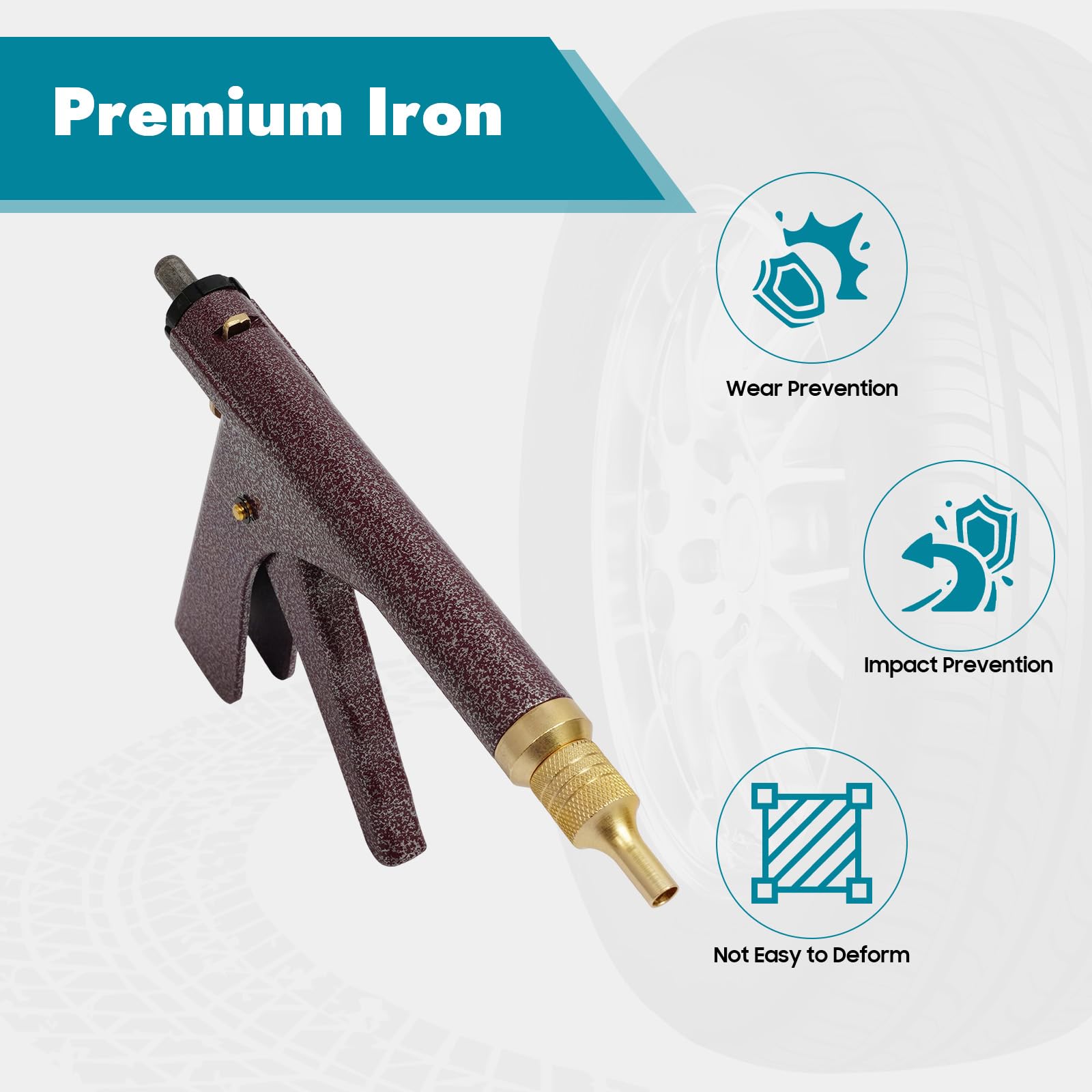 Kit de Réparation de Pneus sans Chambre à Air avec Pistolet Equipé de Bouchons Champignons pour Réparer Les Crevaisons et Les Flats sur Voitures, Motos, VTT, Camions et Tracteurs