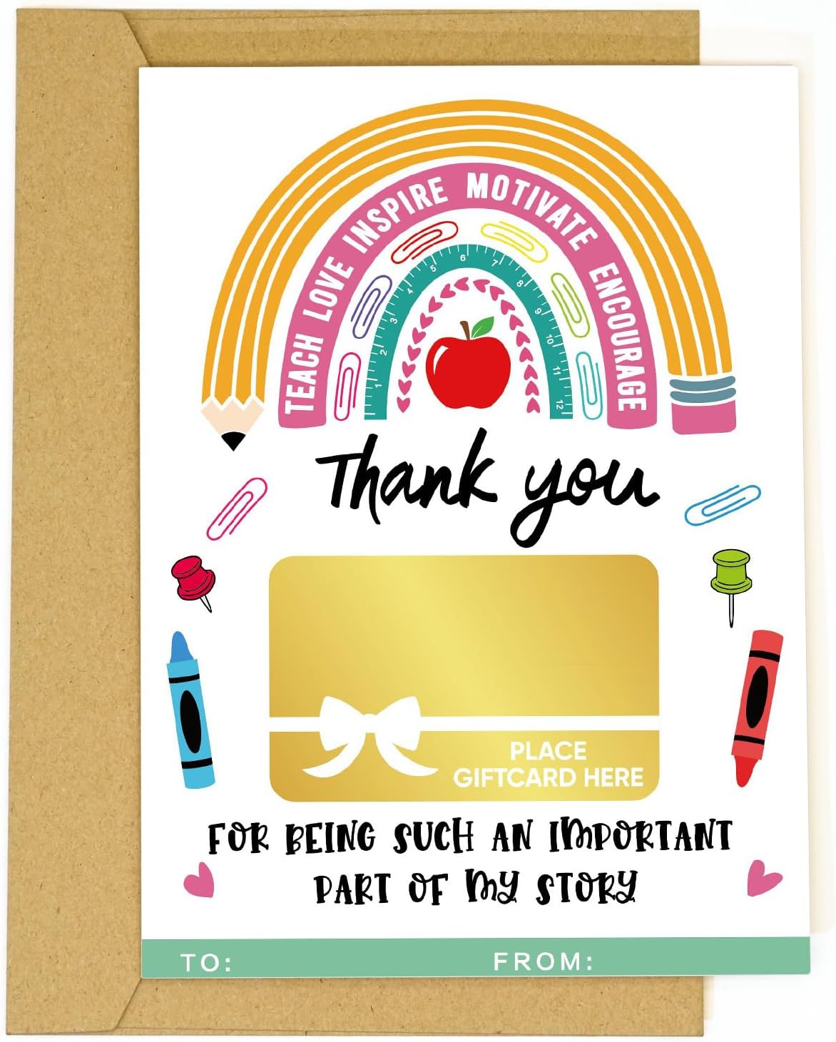 Teacher Valentine’s Day Gift Card Holder, Cute Appreciation Card for Teacher from Student or Kids, Valentine Greeting Card (Type-G) image 3