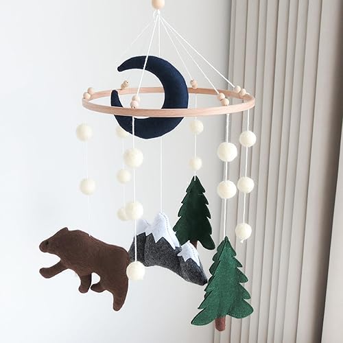 Miniatura 10 de Woodland Bear Mobile para cuna Woodland Baby Mobile Woodland Theme Nursery Decor