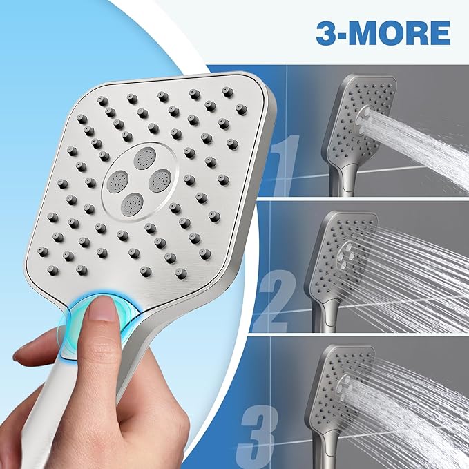 Regadera de Mano Gabrylly con Cabezal de Alta Presión, 3 Configuraciones, Acero Inoxidable miniatura 2
