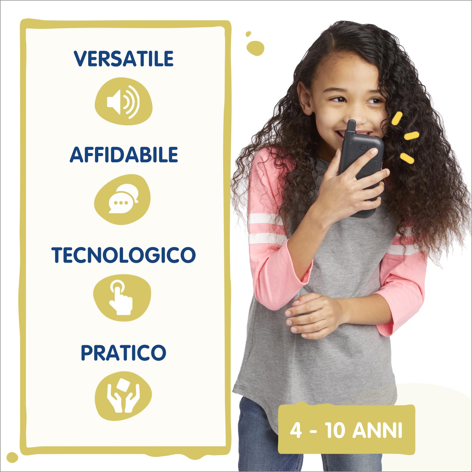 VTech Kidi Talkie, Walkie Talkie Bambini 6 in 1, 2 Walkie-Talkie con Connessione Protetta, Molte Modalità di Utilizzo, Modifica della Voce, Lingua Italiana, Batterie Incluse, 4-10 Anni