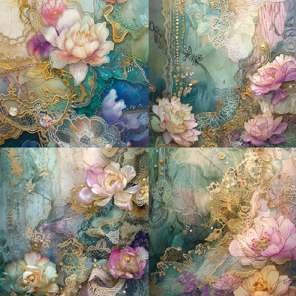 Carta Per Scrapbooking 24 Fogli 15x15 Cm Motivi Floreali Vintage - Per Album, Biglietti, Decoupage