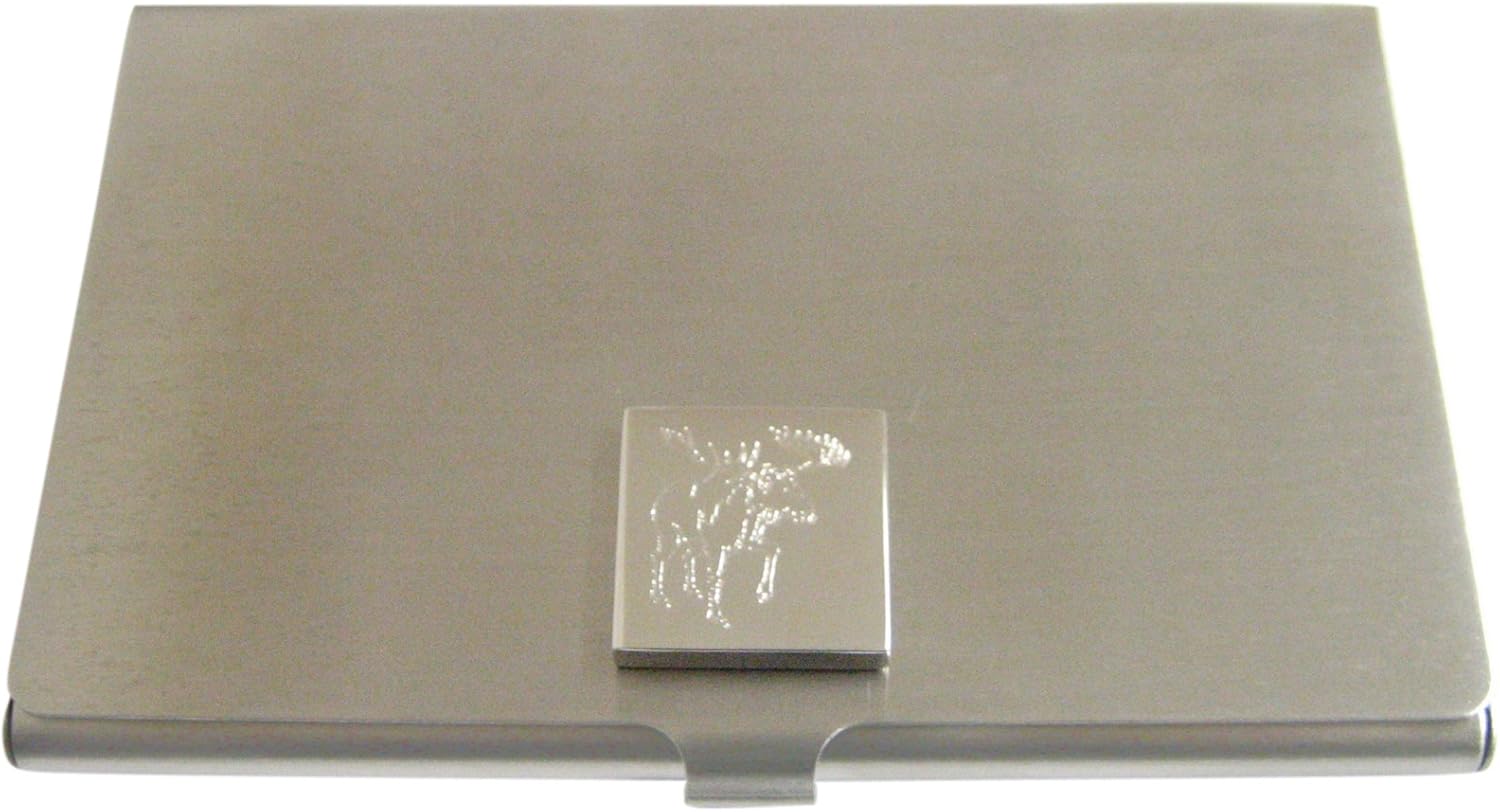 Kiola Designs Silver Toned Etched Moose Business Card Holder