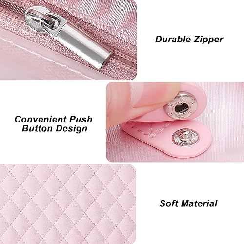 Miniatura 4 de MOSISO Estuche organizador de joyas de viaje bolsa portátil de almacenamiento de joyas con asa de poliuretano para collares aretes anillos pulseras