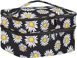 Dofilachy Nail Polish Organizer, Travel Nail Polish Carrying Case-Custom Nail Organizer for Manicure Set, Double Layer Nail Polish Carrying Bag(Flower, Version 1:Holds 30 Bottles (15ml))