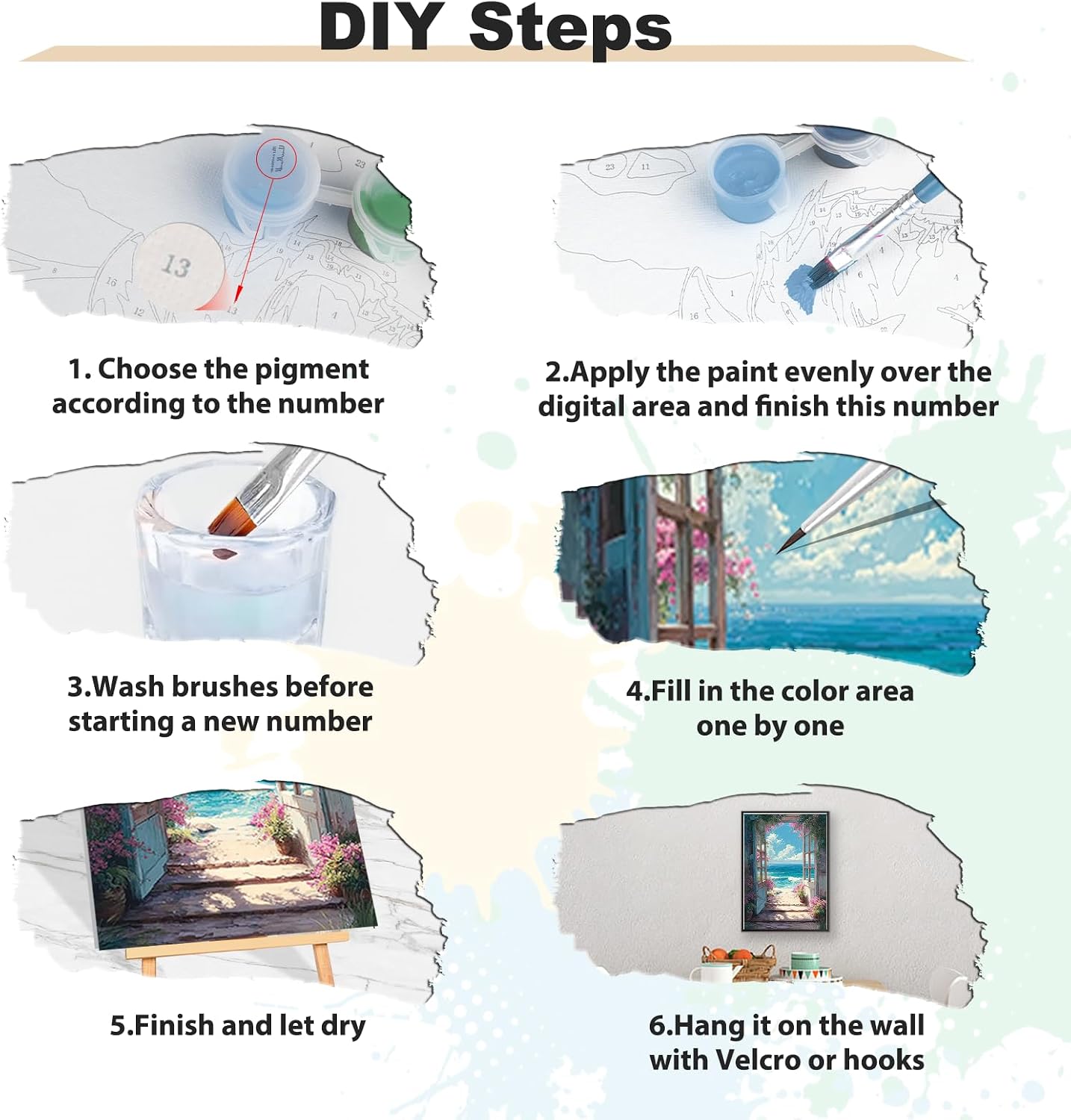 EOBROMD Framed Paint by Numbers Kits for Adults with Wooden Easel, Scenery Landscape DIY Kits Crafts for Beginner on Stretched Canvas, 3 Brushes and Acrylic Paint for Home Decor 10x14 Inch image 5