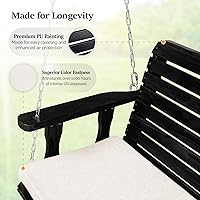 Vista 4 de VINGLI Columpio de Porche Exterior de 4 Pies, Columpios de Patio de Madera Resistente con Capacidad de 880 Libras con Cojines, Banco Colgante