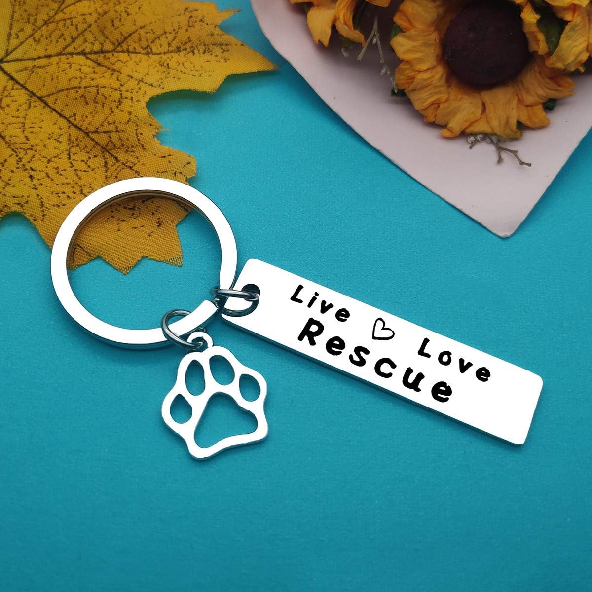 Xiahuyu Pet Rescue Gifts Keychain Live Love Rescue Keychain Dog Lover Gifts Cat Owner Gifts Pet Owner Rescue Gifts for Rescue Mom Rescue Dad - Image 5