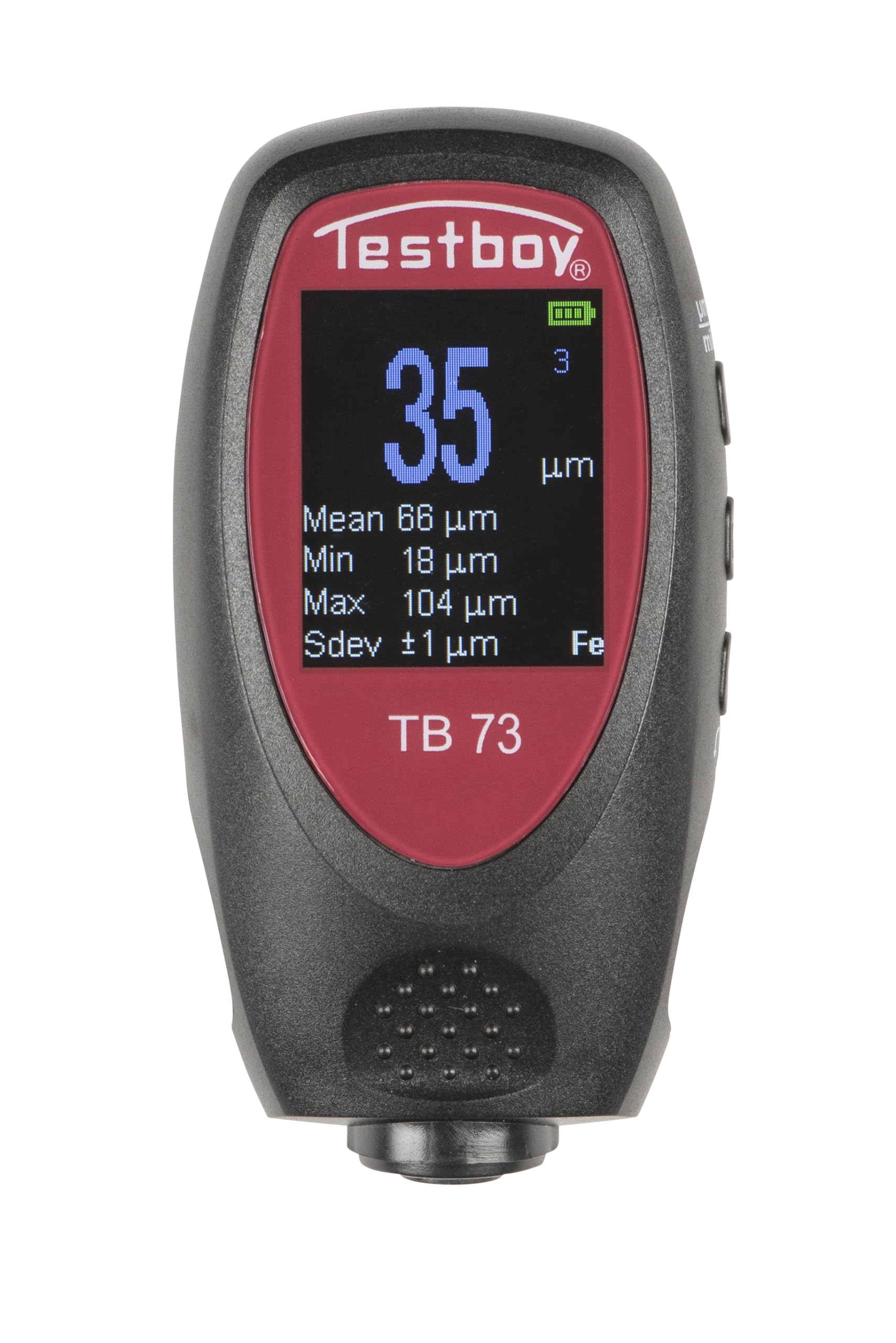 Testboy 73 coating thickness gauge (high-precision measuring instrument, for insulating layers, on all metallic surfaces, with advanced combination probe technology), black/red