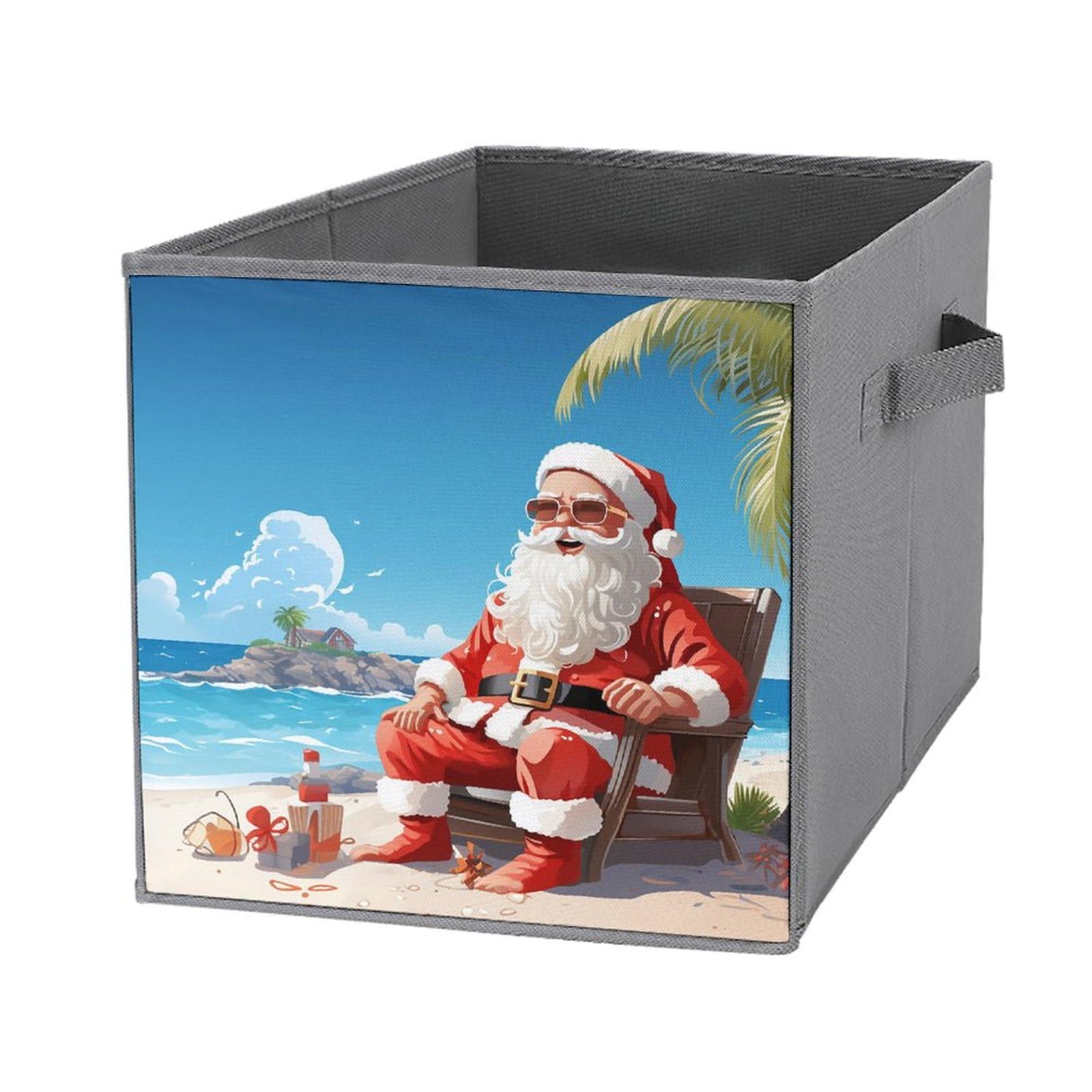 Bacs de rangement pliables Père Noël à la plage cubiques pour vêtements
