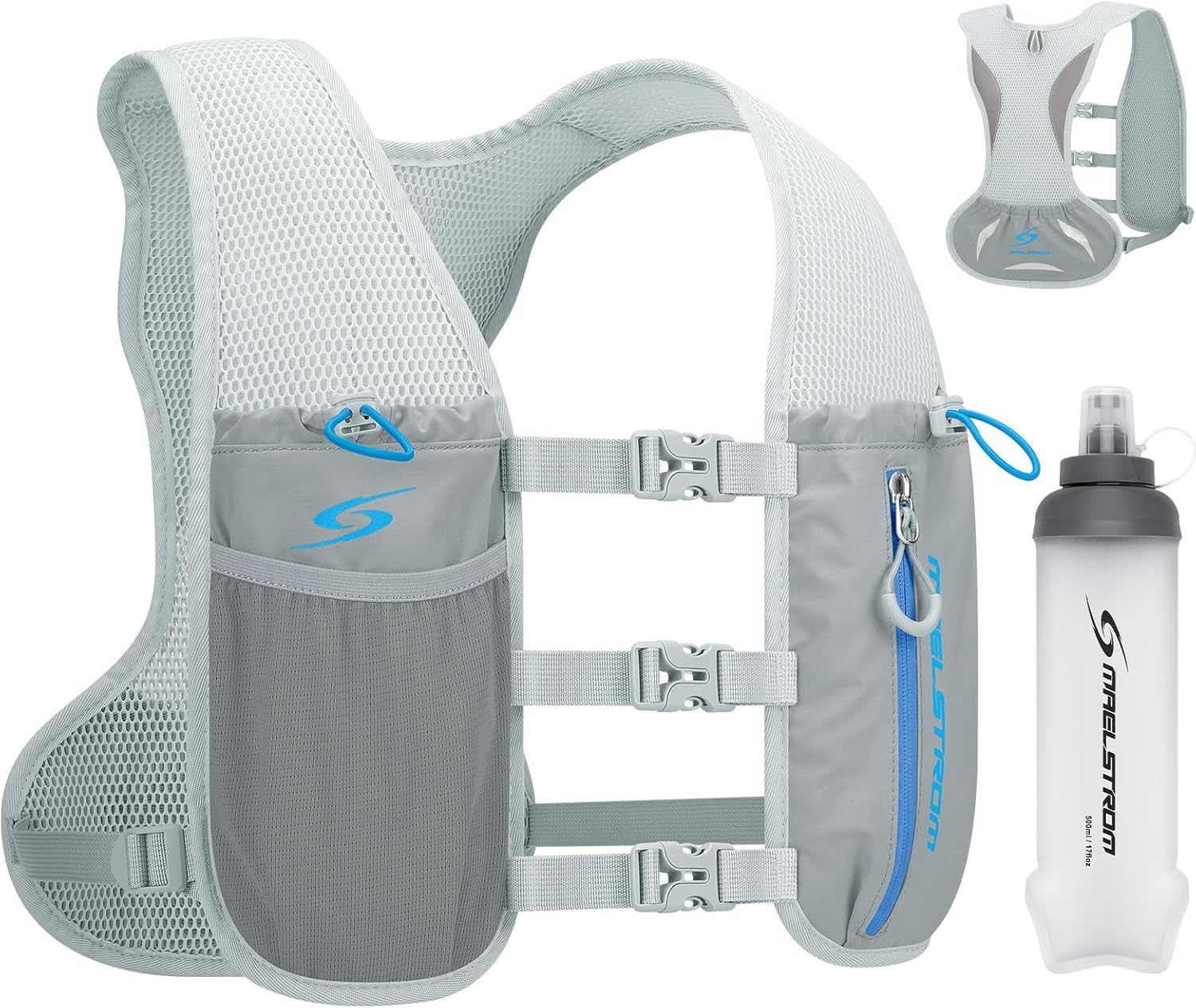 Maelstrom Running Vest for Women Men,Adjustable & Lightweight Hydration Vest with 500ml Soft Flask , Running Backpack for Trail Race, Hiking, Cycling, Climbing, Jogging, Marathon