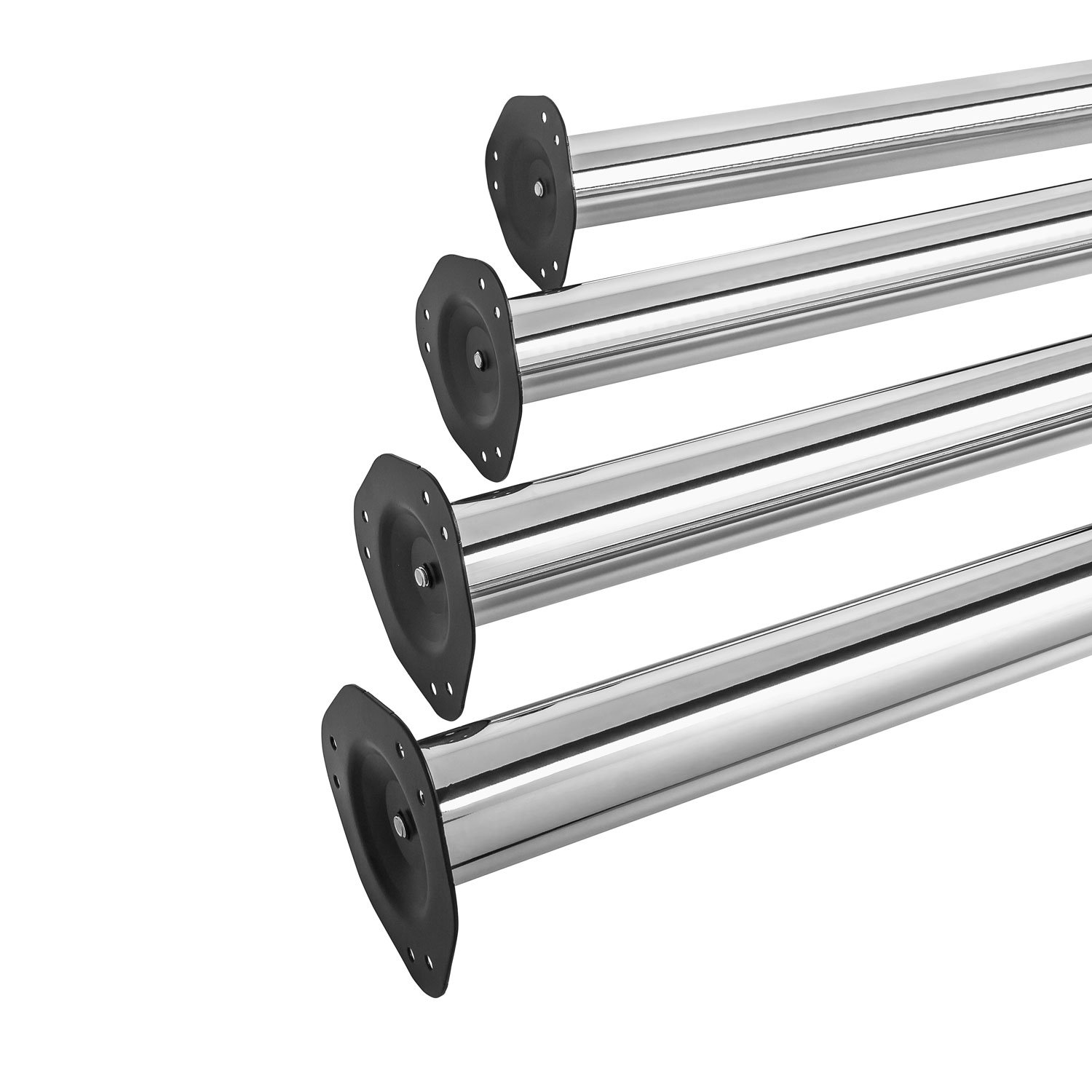 Gedotec Tischbeine Chrom poliert Schreibtisch-Möbelfüße höhen-verstellbar Tischfüße Metall | Höhe 710 mm | Stützfüße für Küchen-Arbeitsplatte | 4 Stück - Verstellfüße inkl. Befestigungsmaterial
