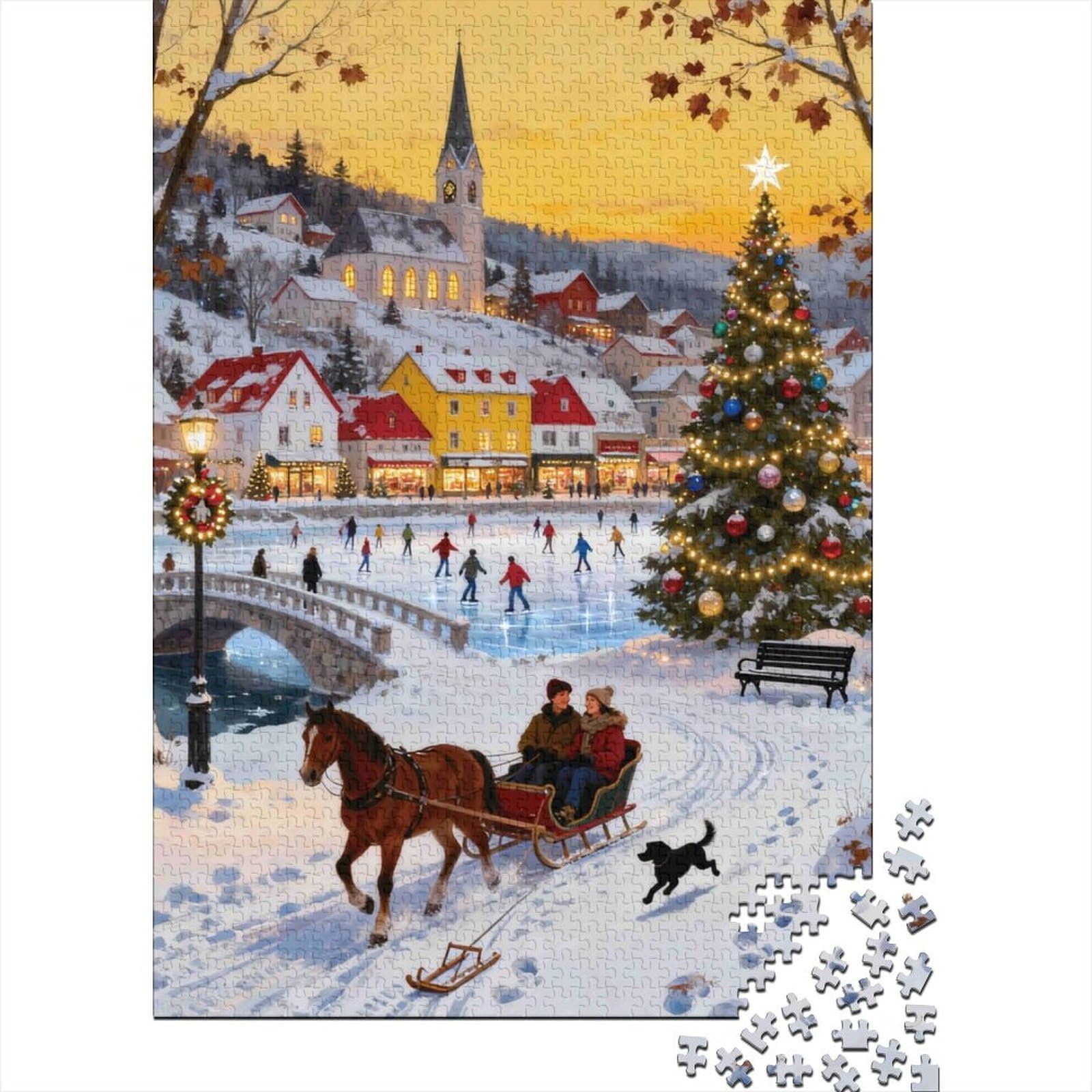 Winter Village Scene_1_1 Jigsaw Puzzles Puzzle for Adults Kids. 1000 Piece Impossible Challenge Toy Educational Game Home Decoration for Educational Games Gifts 38x26cm/1000pcs