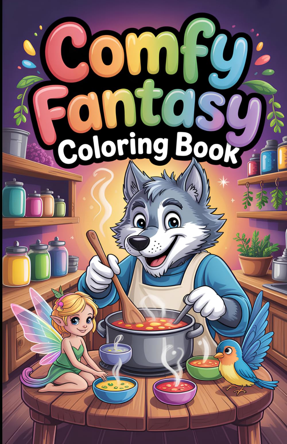 Comfy Fantasy Coloring Book: Super Cute Fantasy Animals, Birds & Fairies in Cozy Hygge Moments | Relaxing Cozy Fantasy Scenes for Stress Relief and Mindfulness