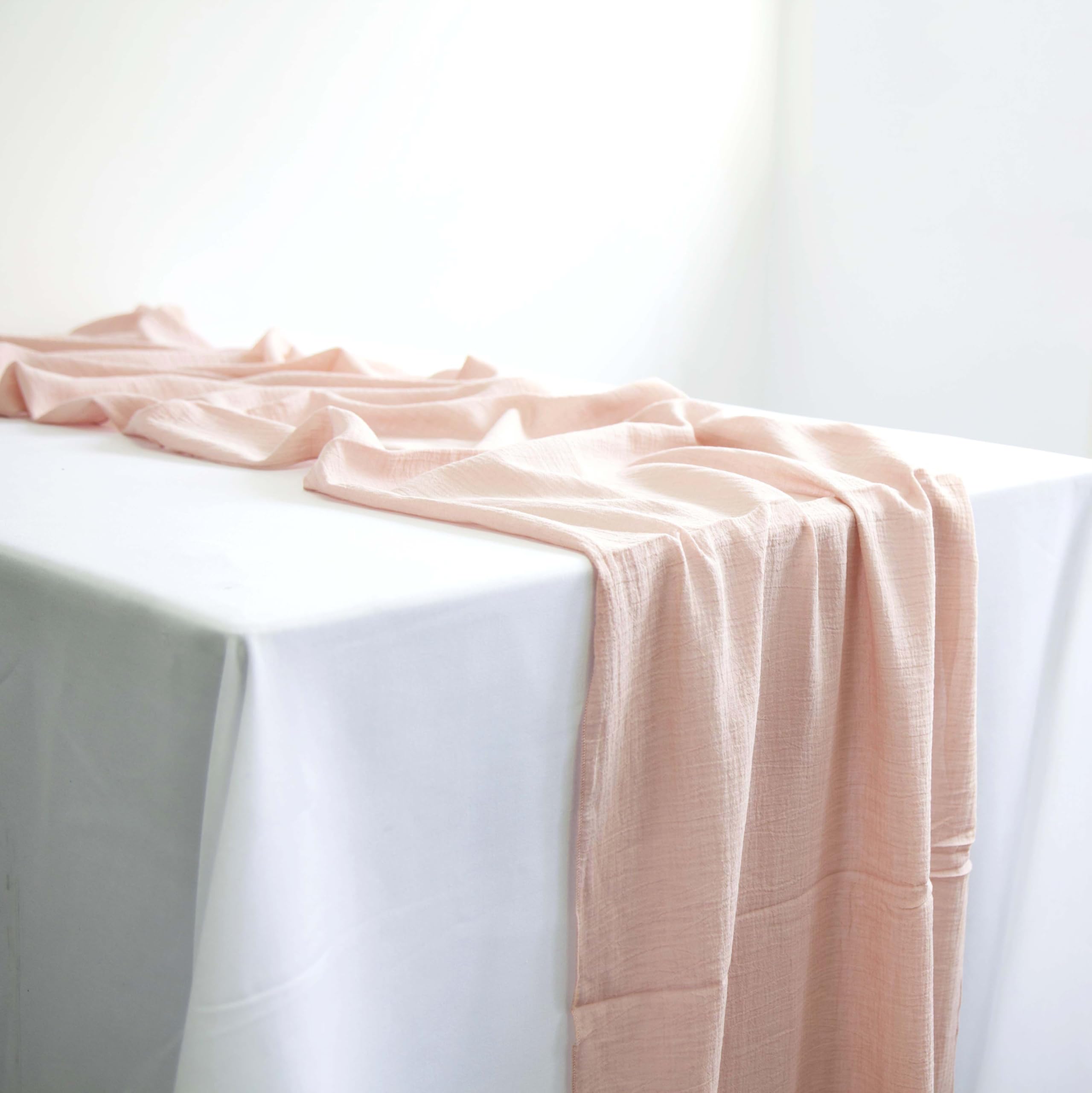 Decor Essentials Dusky Pink Cheesecloth Table Runner Rustic Wedding Bridal Baby Shower Drapery (Dusky Pink)