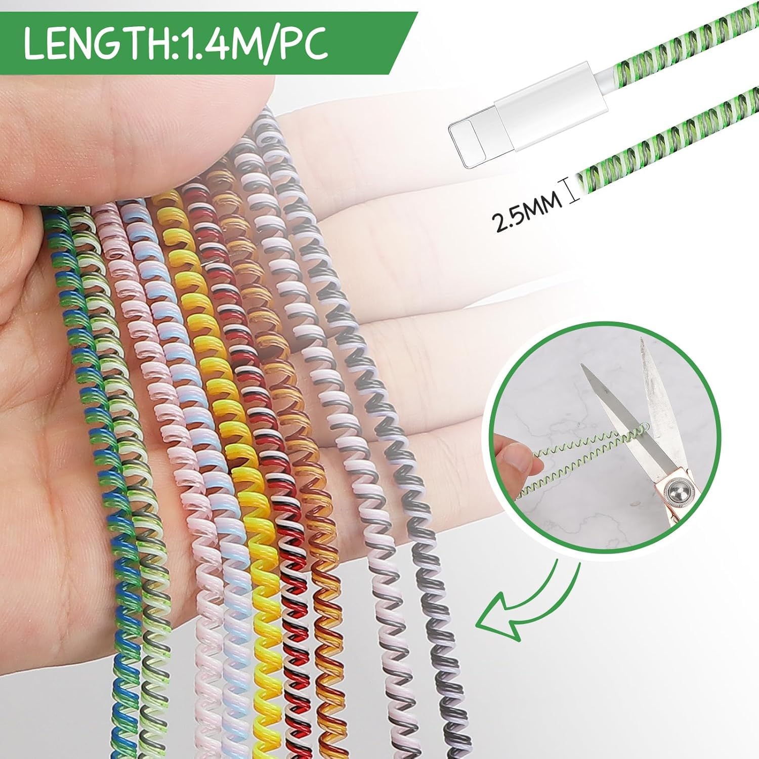 9 Protezioni per Cavi Di Ricarica, 1,4 m, Protezione Cavo in Tpu, Protezione Flessibile Micro USB per Cellulare, Cavo di Ricarica per Notebook (9 Colori)