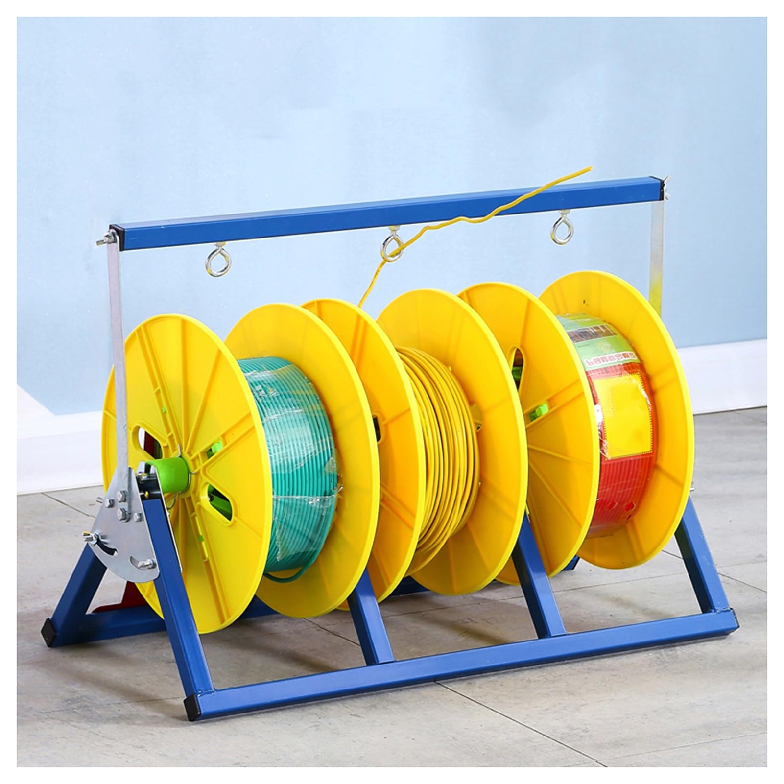 ZFUCMAYL Wire Spool Rack,Cable Reel Holder,Wire Spool Rack Dispenser,Independent Rotation of The Wire Drum for Winders Ropes Cord Reels Paracord(3 Reel)