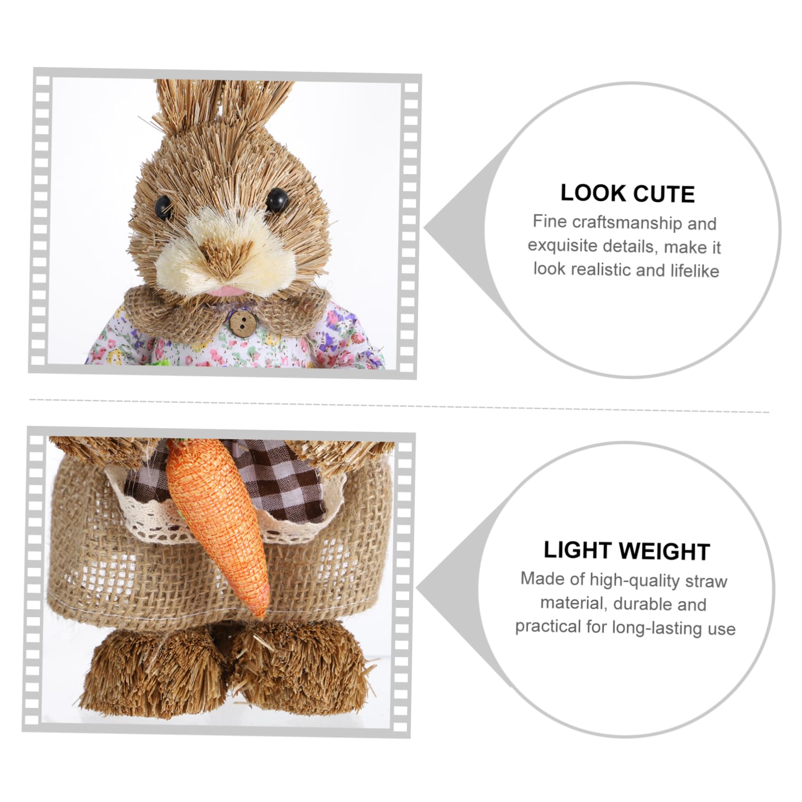 Amosfun 2 Pz Coniglio di simulazione di Pasqua bomboniere natalizie strenna natalizia pentola giocattoli rosa decorazioni per la casa per pasqua statuine di coniglietti di paglia cannuccia