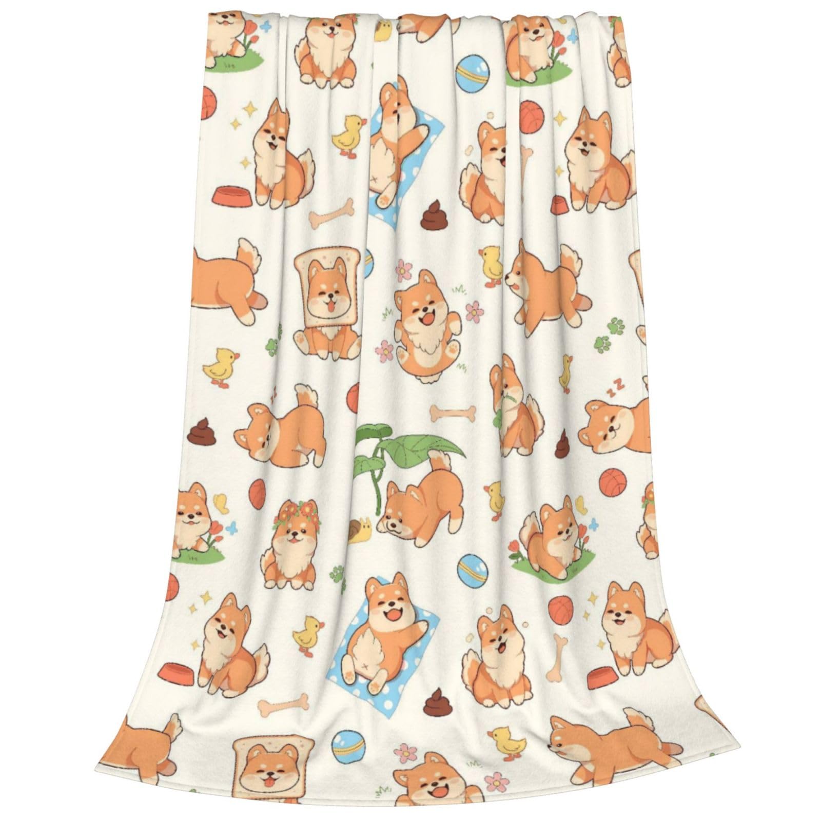 Newhomestyle Japaneses Shiba Inu Print Blanket, Super Cozy Soft Lightweight Throw Blankets, Kawaii Dog Flannel Fleece Blanket for Sofa Couch Bed Decorate, 150X125 cm โ image 1