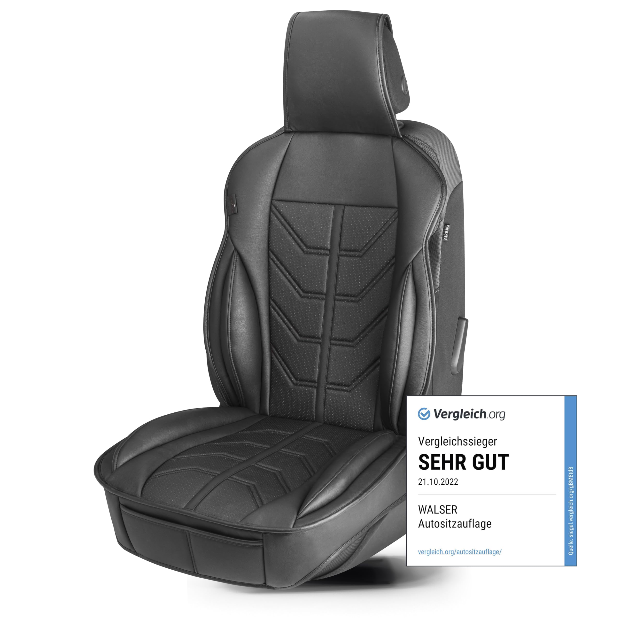 Walser Premium Sitzauflage Auto Kimi, Sitzschoner schwarz, Vergleichssieger* Auto Sitzauflagen, Sitzbezug Vordersitze, Schonbezug Autositz, Autositzauflage Vordersitze PKW/LKW