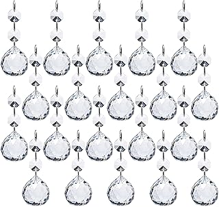 Yesland 20 Pcs Crystal Glass Ball, 30mm Pendants Balls & Chandelier Prisms, Clear Faceted Hanging Crystals for Wedding Home and DIY Craft Jewelry Decoration