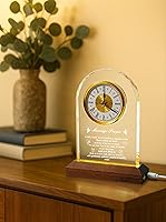 Vista 8 de Regalos de boda para parejas de recién casados: elegante reloj de escritorio de cristal con base de luz de madera, regalo de matrimonio para novia
