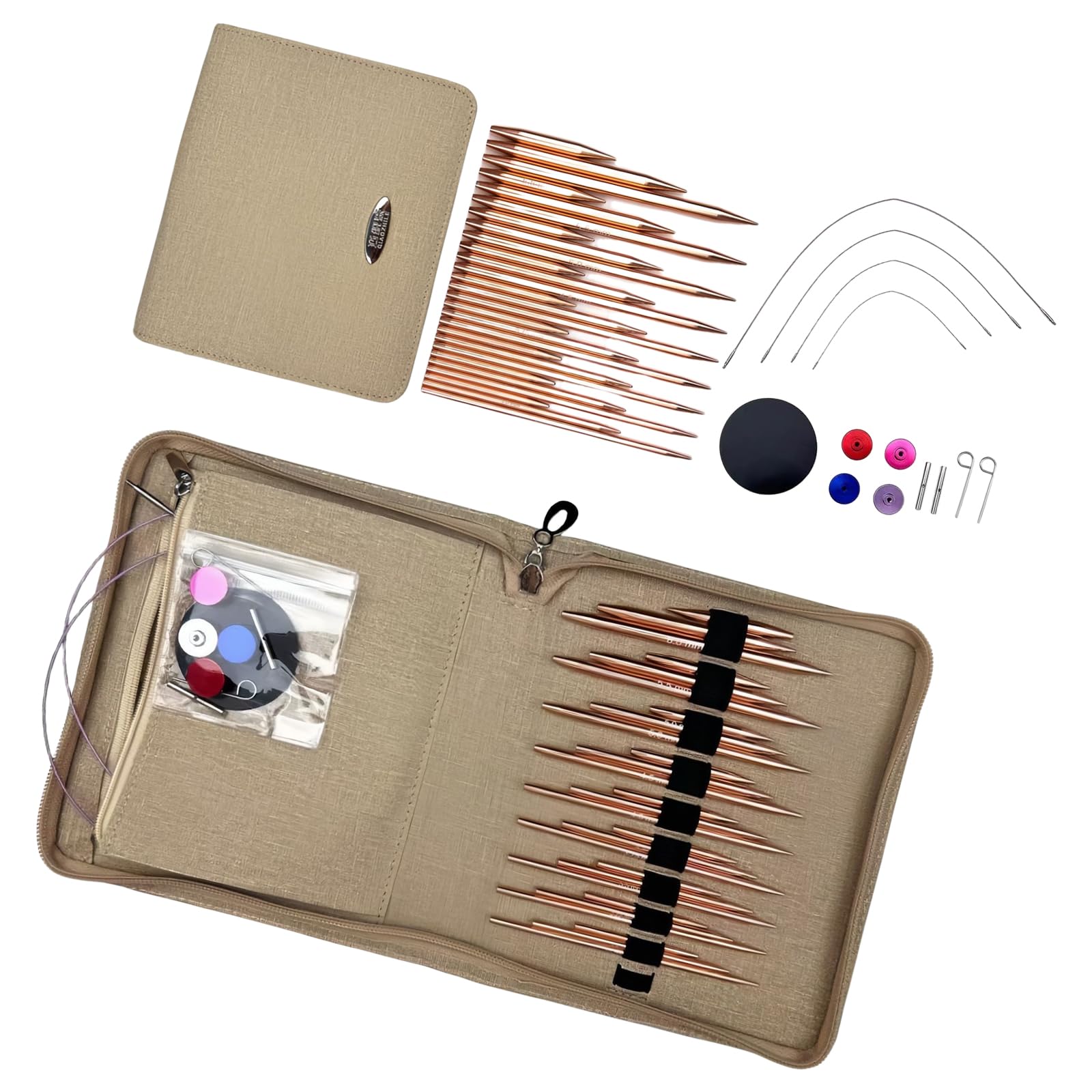 mioosho Aluminum Interchangeable Circular Knitting Needle Crafting Circular Knitting Needle with Case Set for Sweater Projects