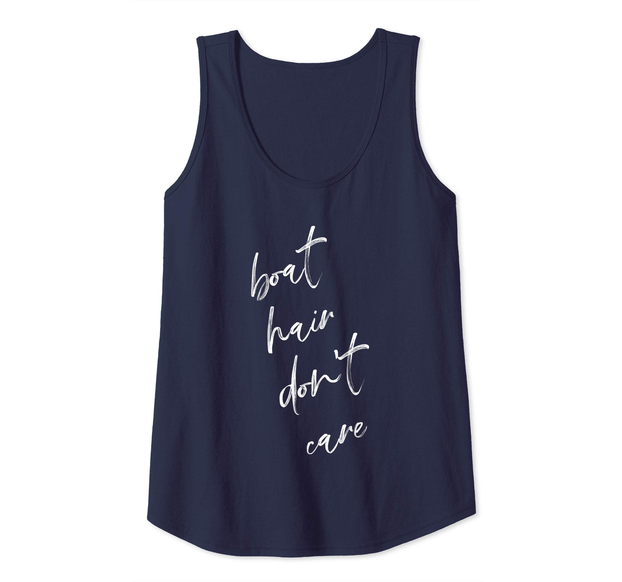 Womens Cute Pontoon Boat Hair Don't Care | Funny Lake House Boating Tank Top