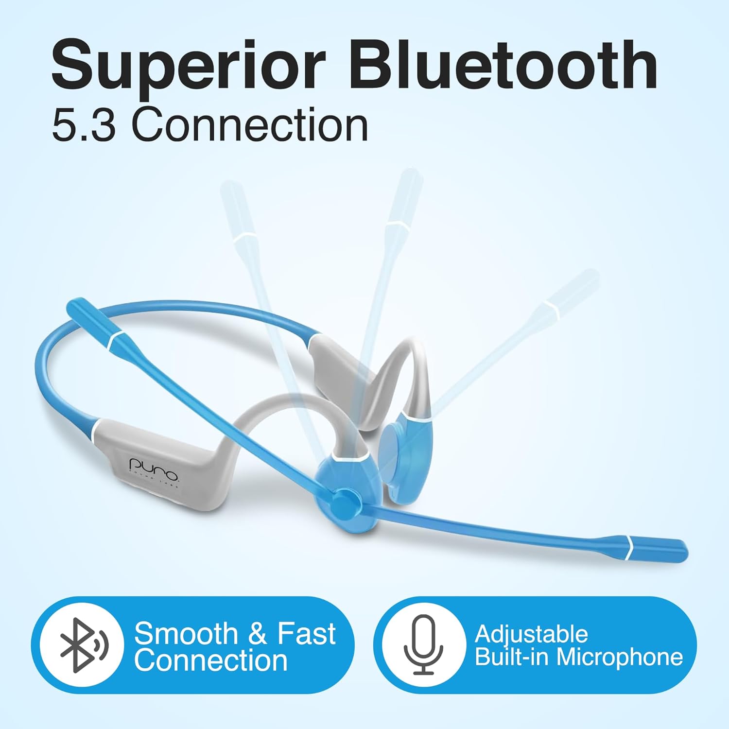 Puro Sound Labs PuroFlex Kids Bone Conduction Headphones – Bluetooth 5.3 Wireless, Volume Limited with Built-in Mic, Ideal for School, Running & Sports, IPX5 Waterproof Kids Open Ear Headphones, Teal