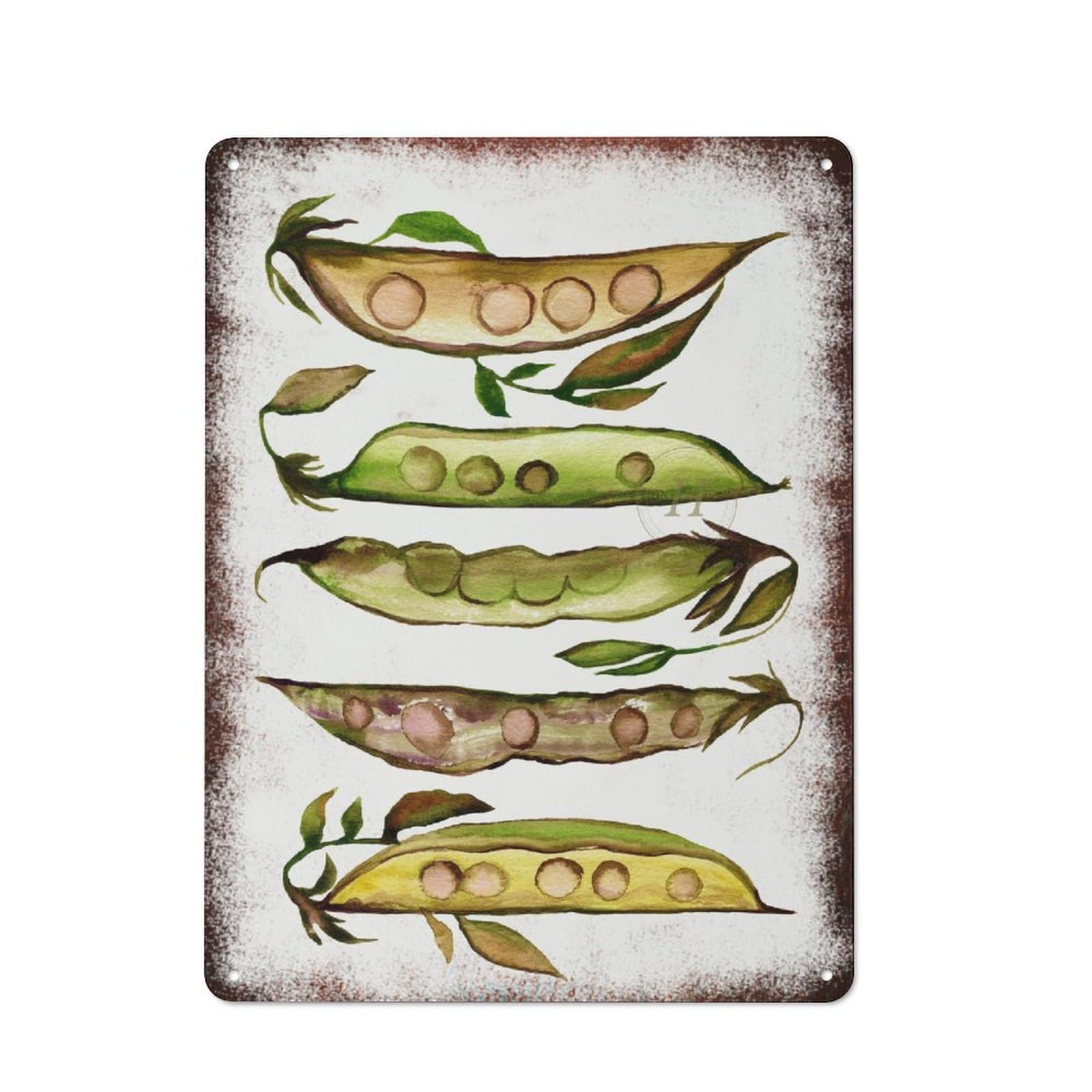 peiyeety Metal Tin Sign Pea Pod Vegetable Pattern Vintage Rustic Wall Art Kitchen Bathroom Bedroom Living Room Cafe Farmhouse Entryway Office Garage Home Bar Laundry Room Porch 6x8 Inch