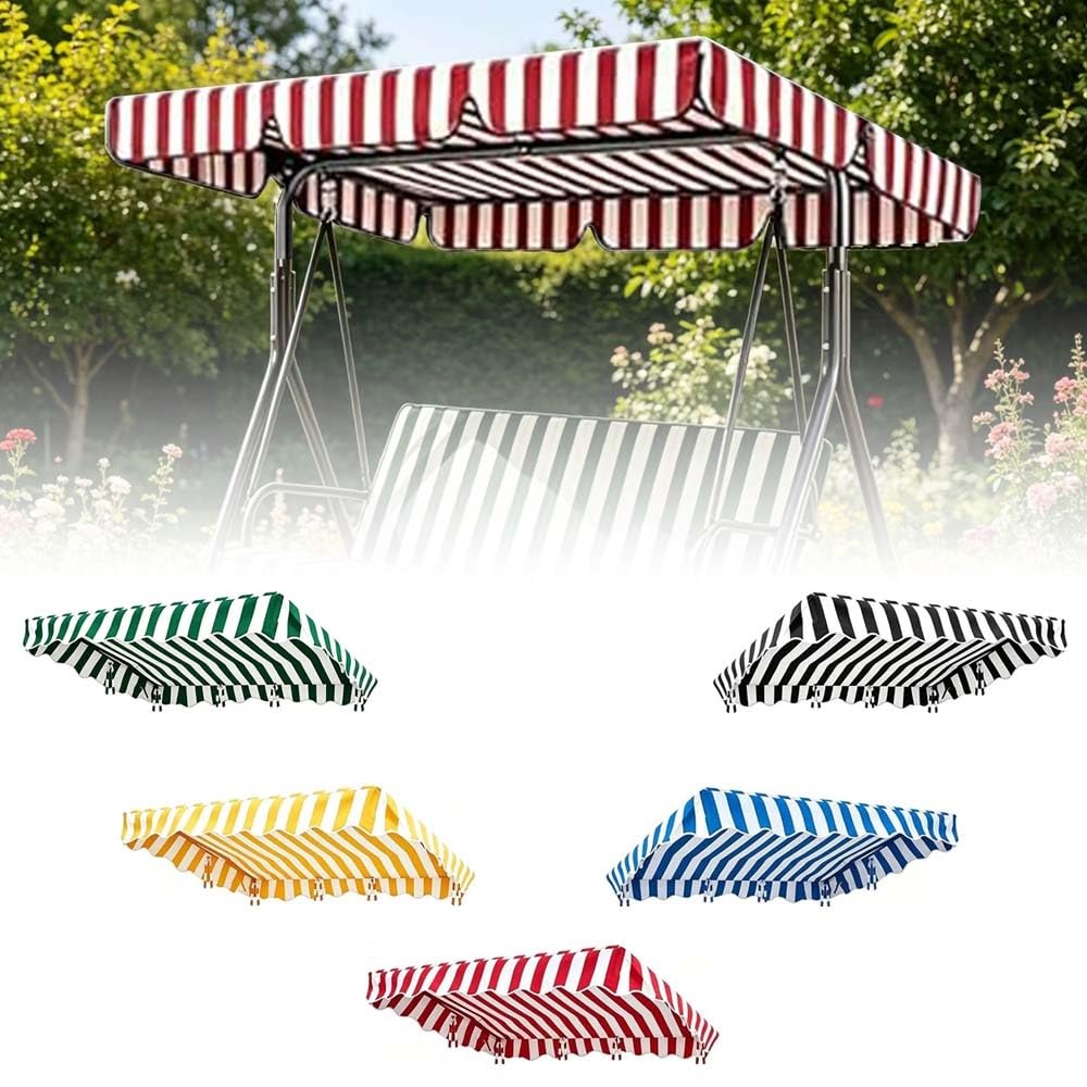 SMCMGECEUZ Stripe Swing Canopy Replacement Cover Porch Swing Canopys, Waterproof Swing Canopy Top Covers Replacement Canopys For Garden Swing Chair 75 77 83 98in(Red,213x112cm(83x48in))