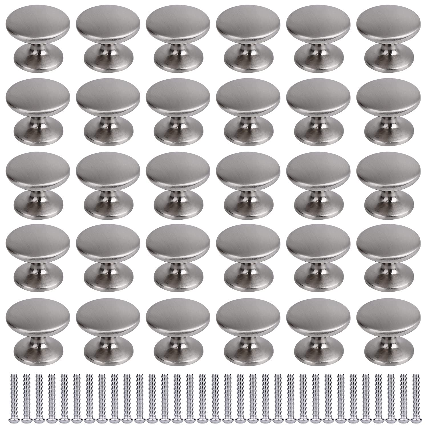 BIGLUFUKitchen Cabinet Knobs Drawer Knobs Dresser Knobs Drawer Pulls Door Knobs Dresser Drawer Handles Knobs for Dresser Drawers (30, Silver)