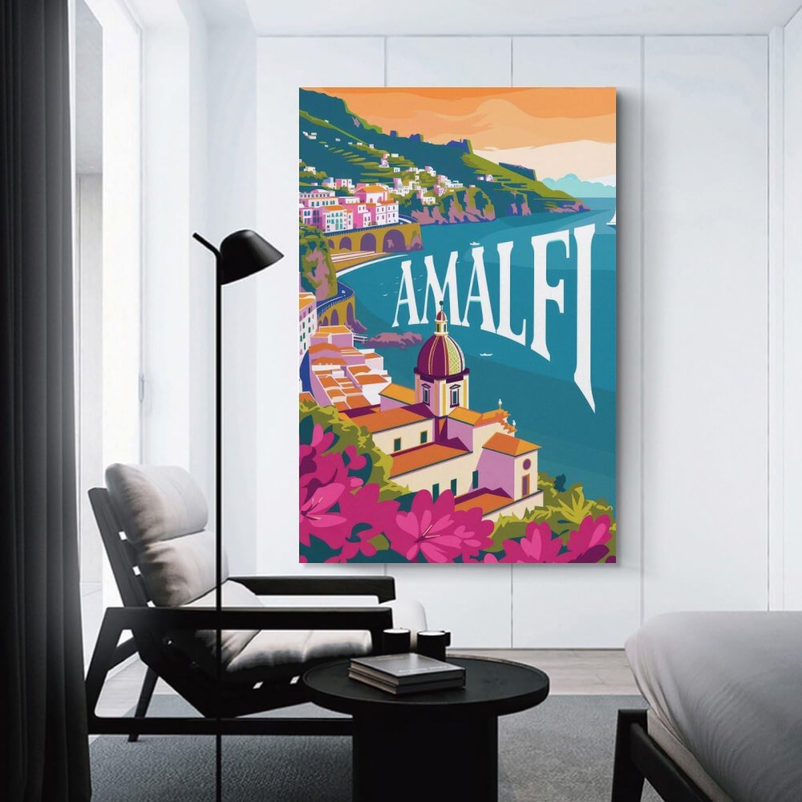 Junmoney Unframe-Style-11 Amalfi Travel Poster Home Decor Wall Art 24X36inch(60X90cm), For Bedroom, Guest Room Or Reading Nook, Decorative Wall Art For Cosy Rooms