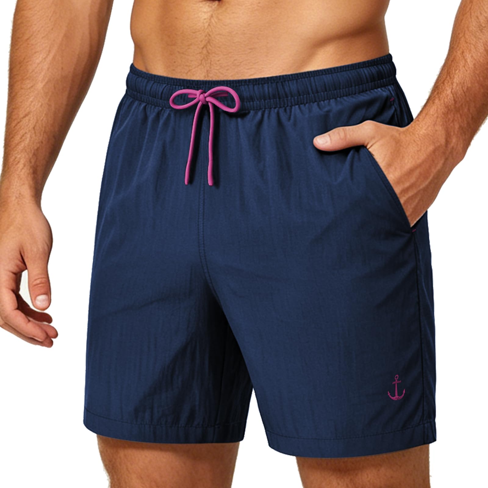 Zoofly Bañador corto de nailon para hombre, cintura elástica, pantalones cortos de baño para hombre, pantalones deportivos con forro de malla — view 7
