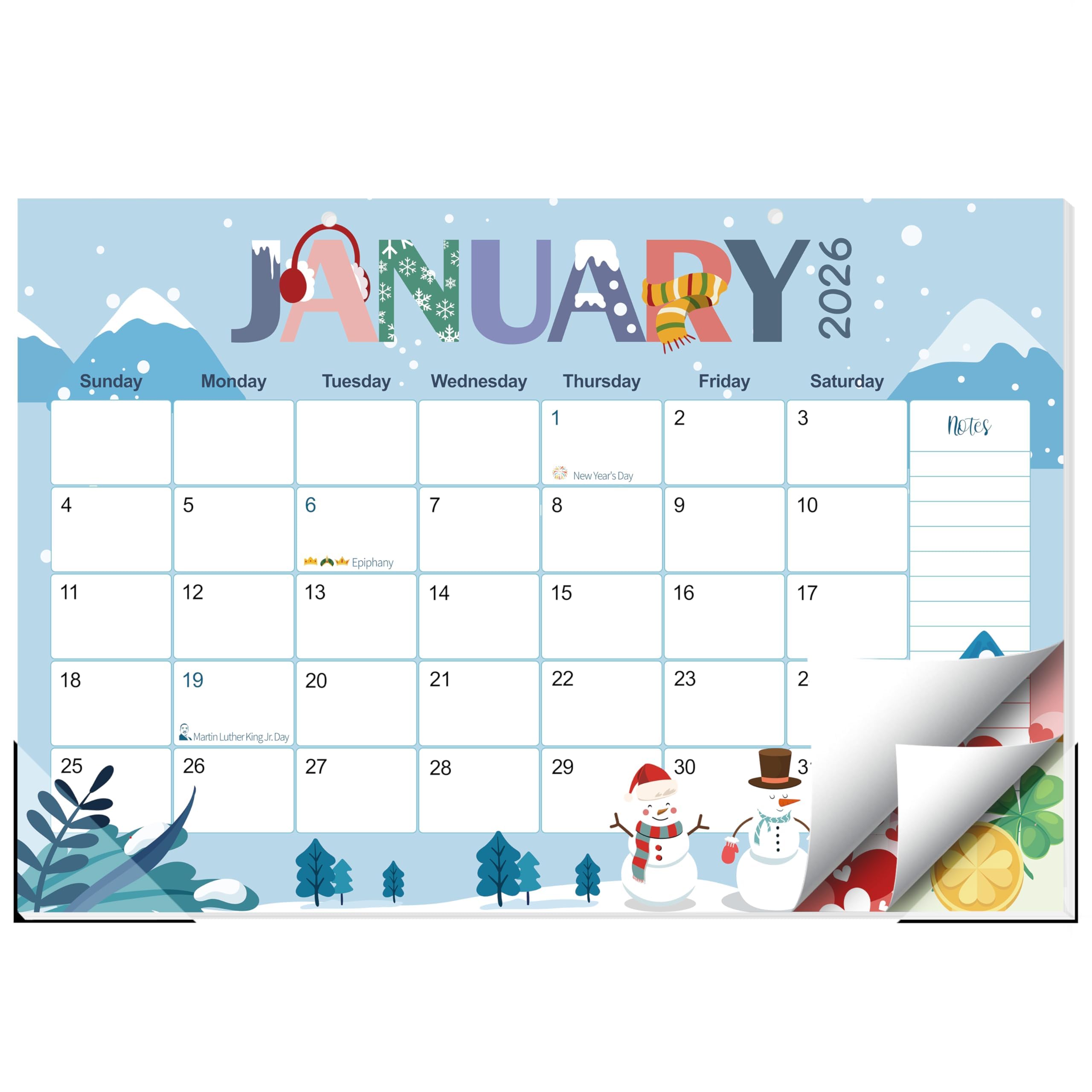 Guasslee Desk Calendar 2026-2027, 18-Month from 2026 Jan. - 2027 Jun, 17"x11.5" Large Monthly Desk Planner with Corner Protectors, Ample Blocks ＆ Notes for Home Office