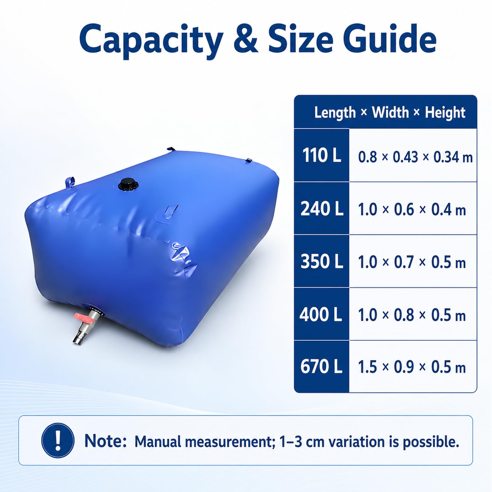 Bolsa De Agua Plegable Engrosada,DepóSito De Agua Plegable De PVC,Vejiga del Almacenamiento De Agua con VáLvula,FáCil De Usar,para Acampar,para Resistencia A La SequíA,Riego